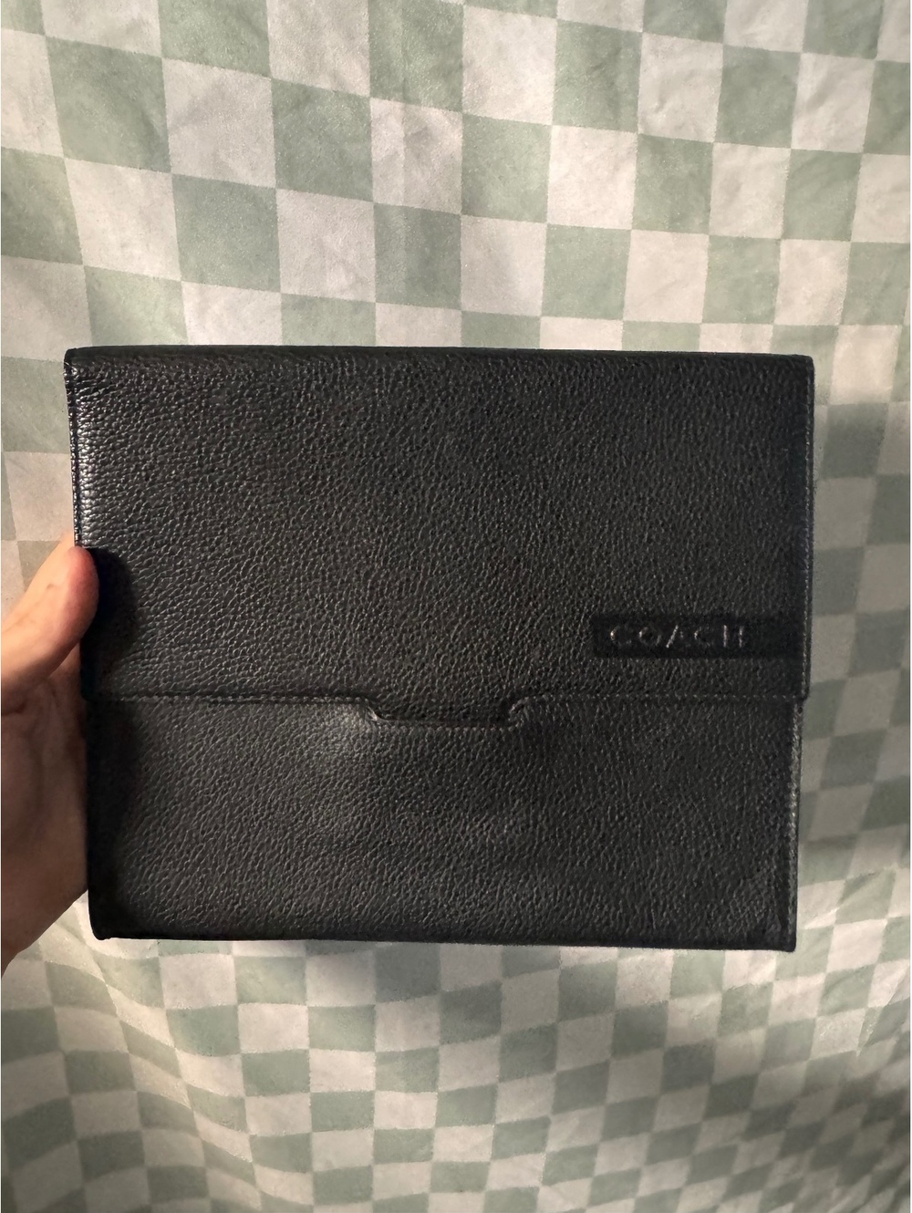 Coach Black Leather Laptop/Tablet Case with Logo Interior